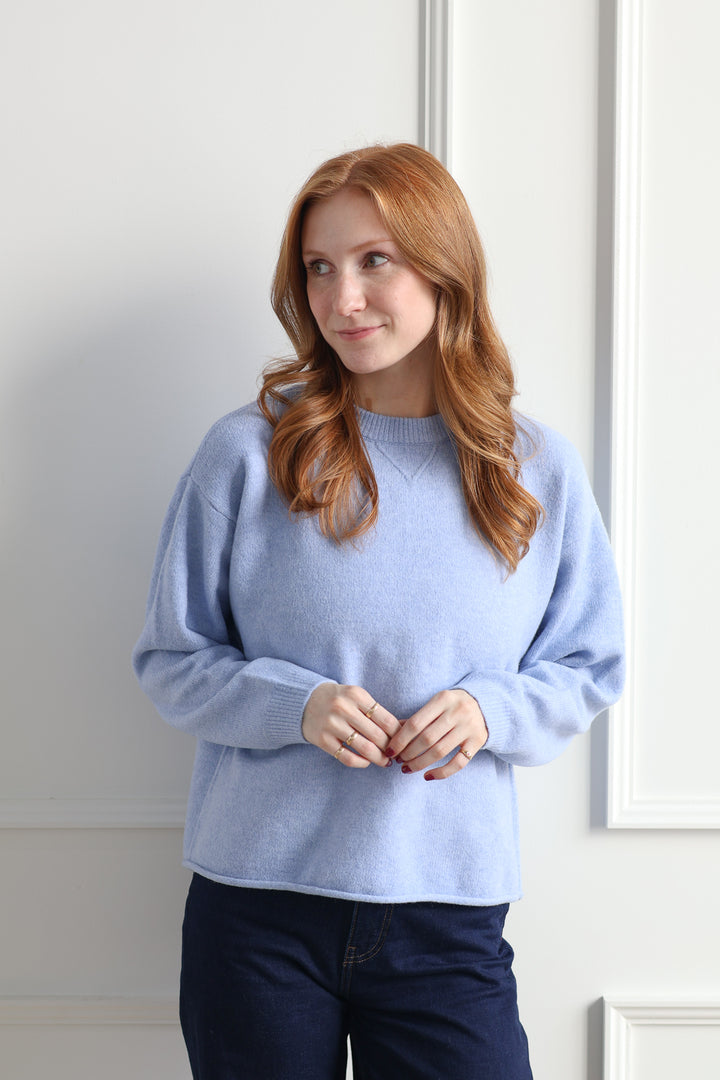 Vero Moda | Boom Rolled Hem Knit - Glacier Blue