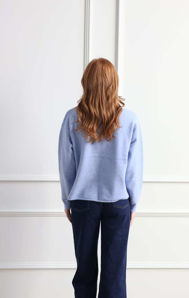 Vero Moda | Boom Rolled Hem Knit - Glacier Blue