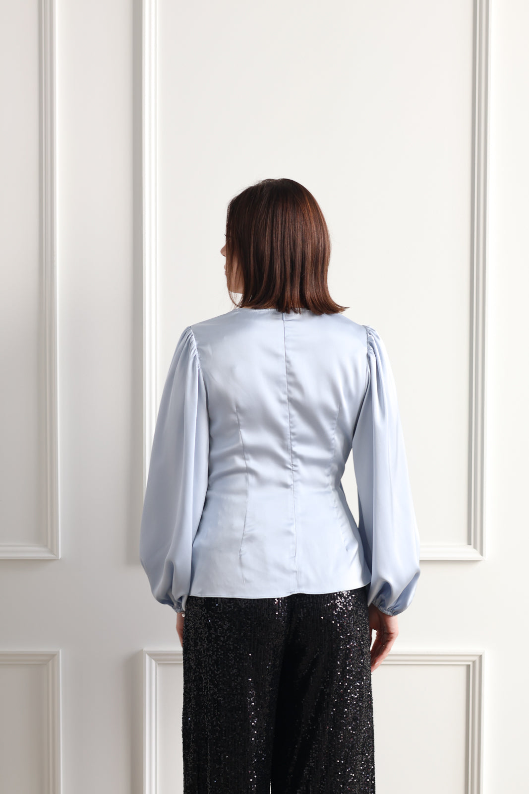 Satin Twist Blouse - Ice Blue
