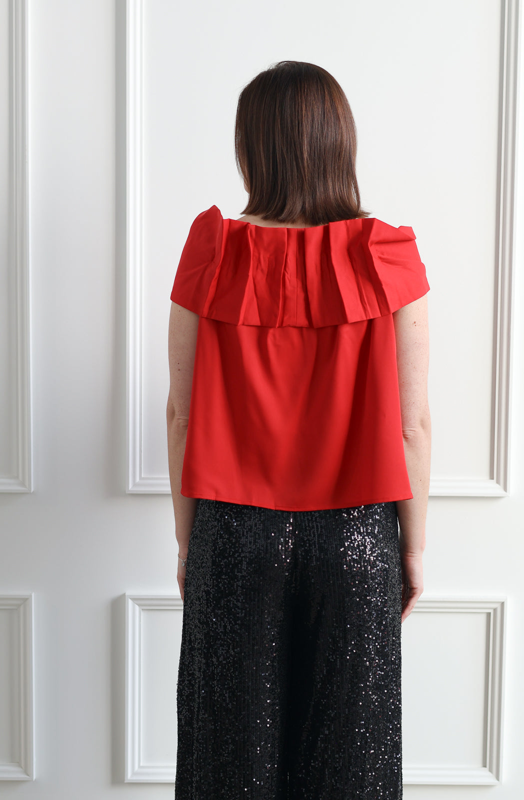 Ribbon OTS Blouse - Holly Red