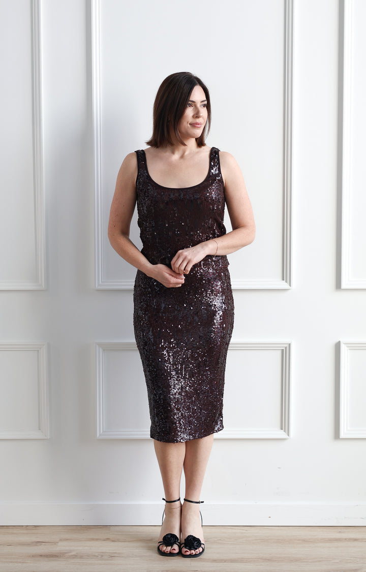 Mocha Sequin Skirt