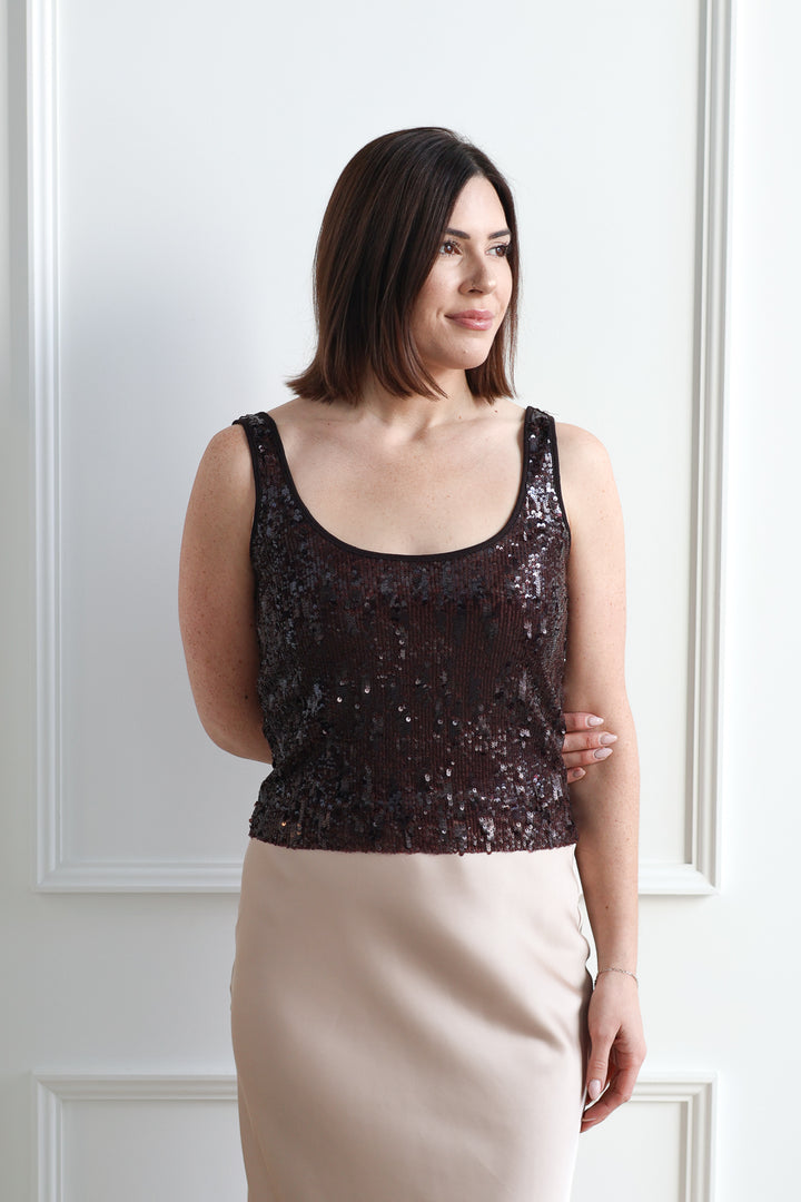 Mocha Sequin Tank