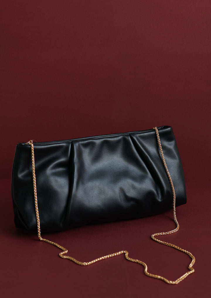 Franny Leather Clutch - Black