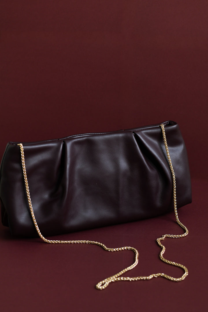 Franny Leather Clutch - Deep Plum