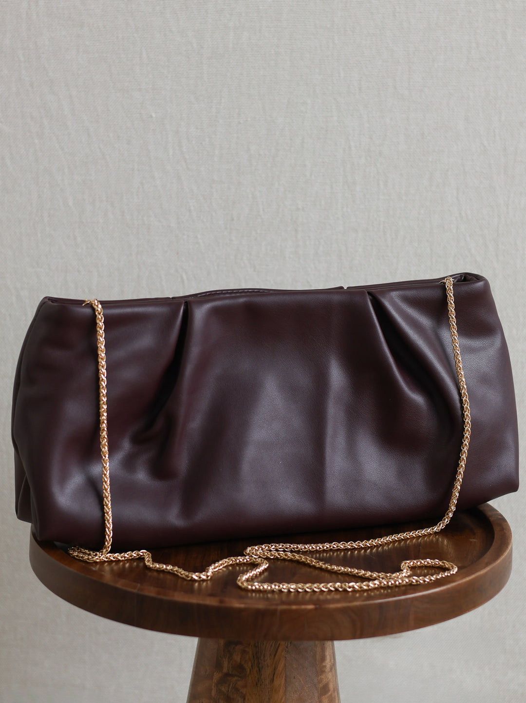 Franny Leather Clutch - Deep Plum