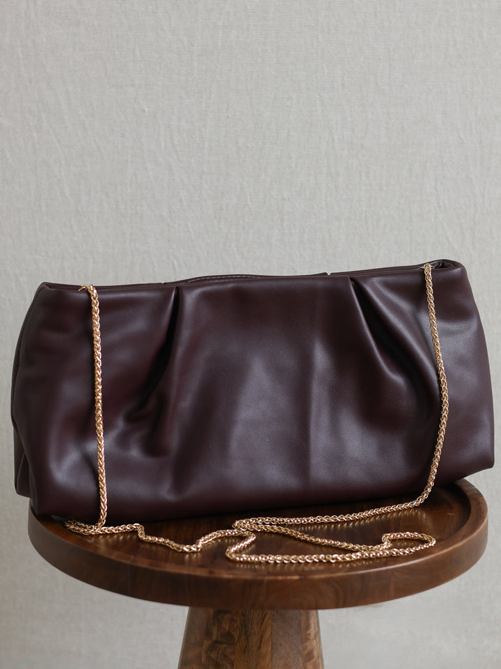 Franny Leather Clutch - Deep Plum