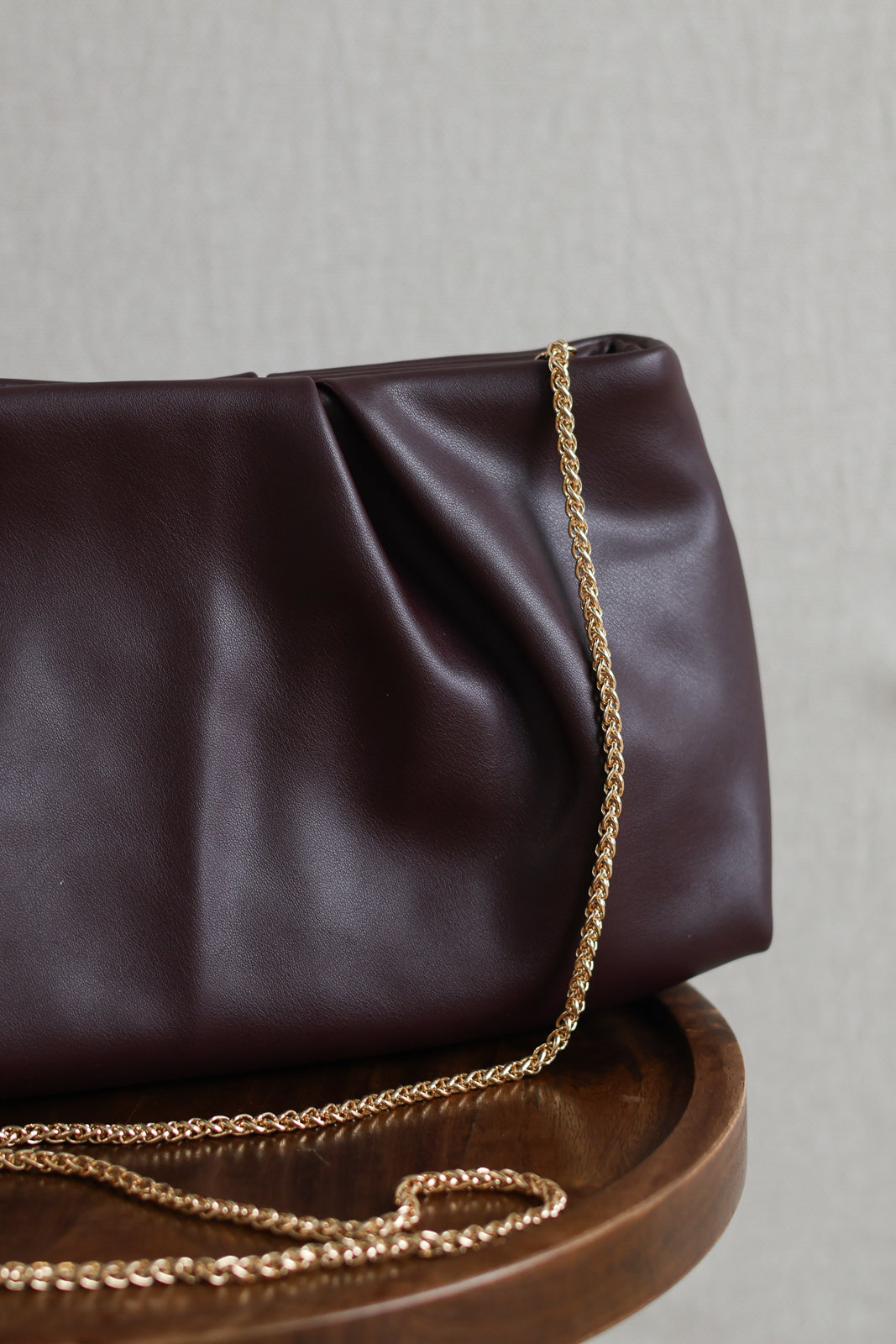 Franny Leather Clutch - Deep Plum