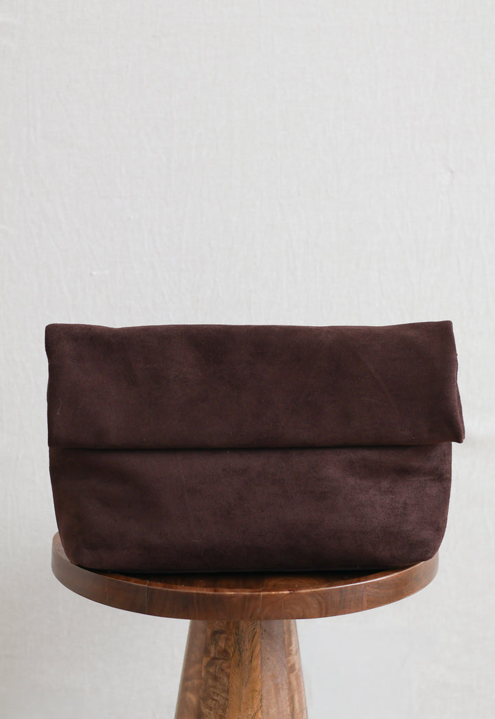 Zarae Suede Clutch - Coffee