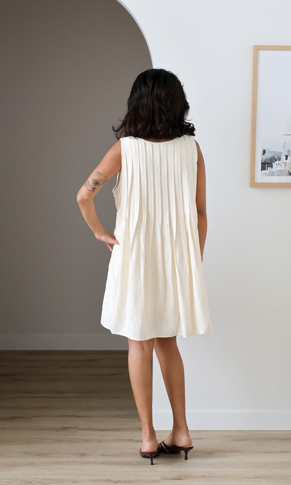 Pleated Shift Mini - Sand Stone