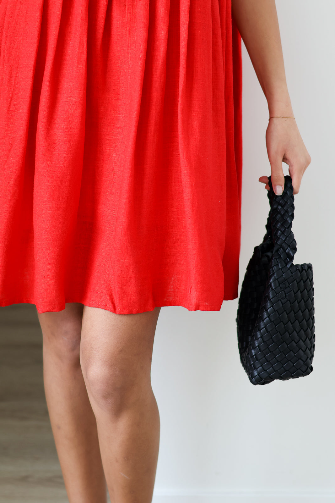 Pleated Shift Mini - Riviera Red