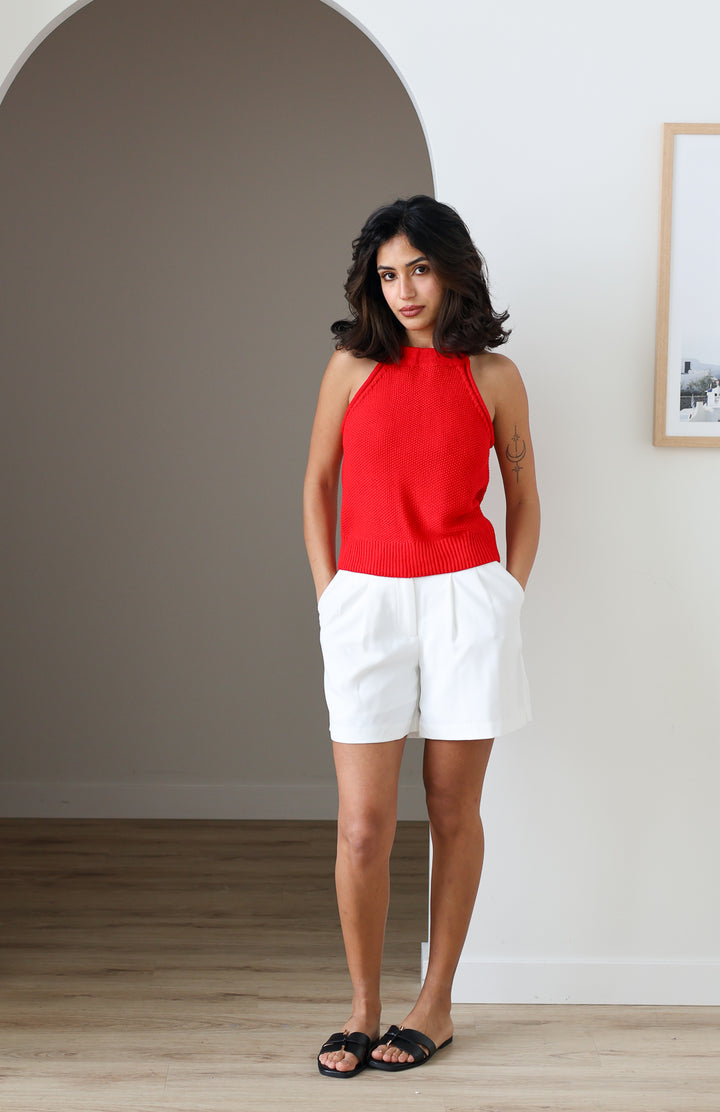 White Pleated Shorts