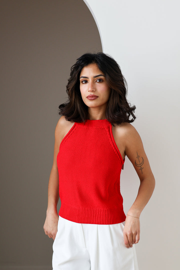 Rouge Halter Crochet Tank