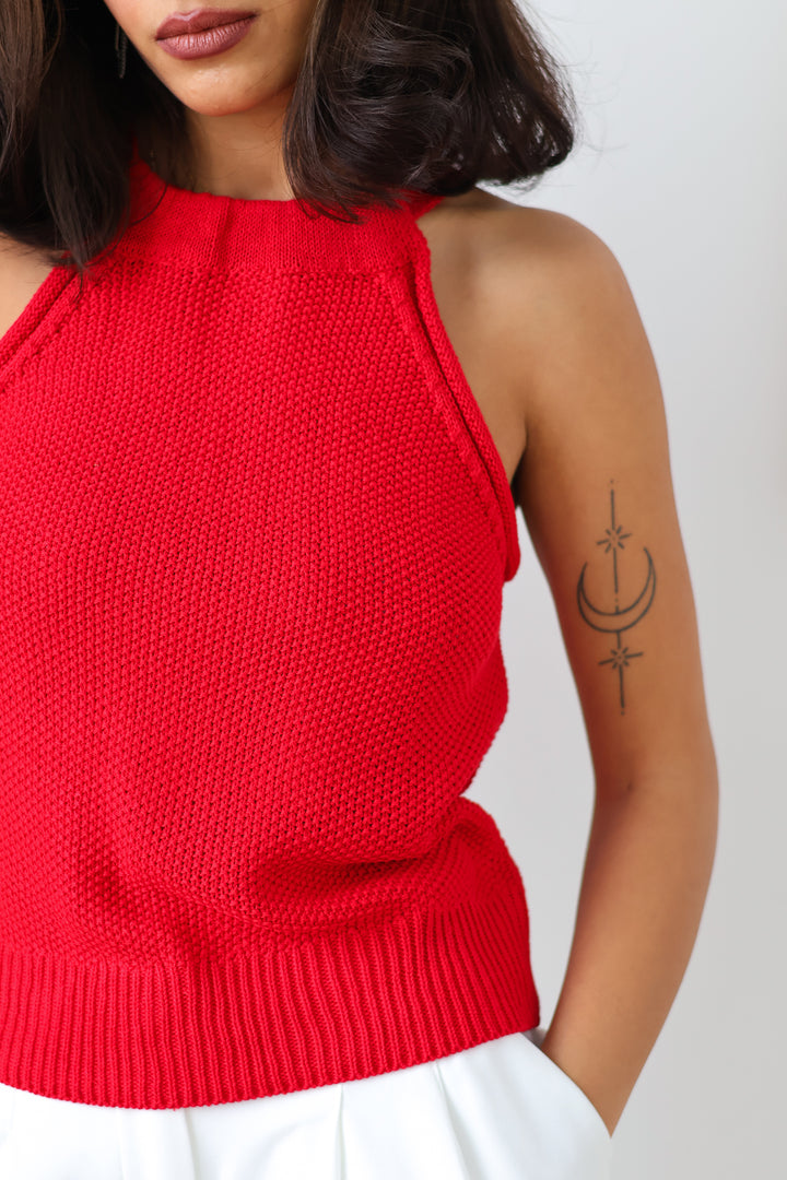 Rouge Halter Crochet Tank
