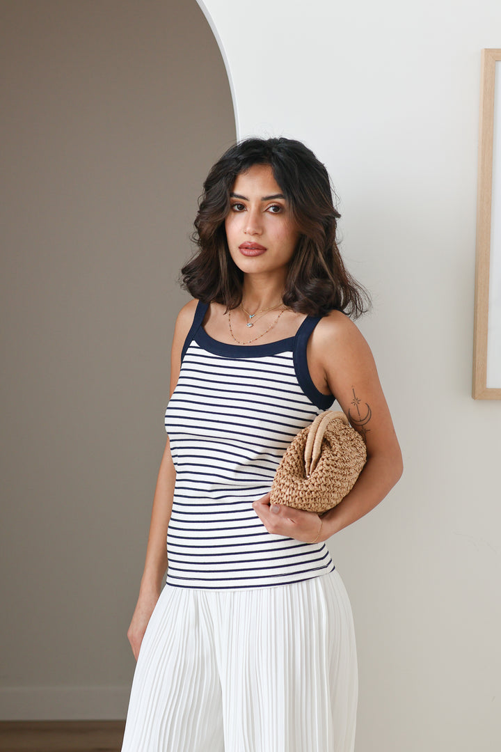 Navy Stripe Ribbed Tank
