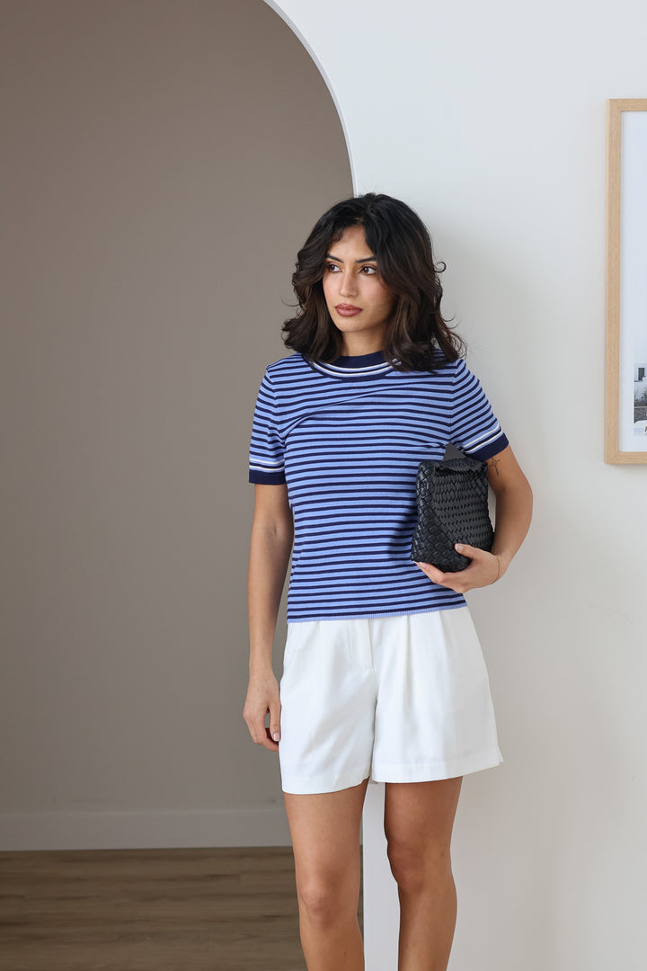 Short Sleeve Tee - Cerulean Blue Stripe