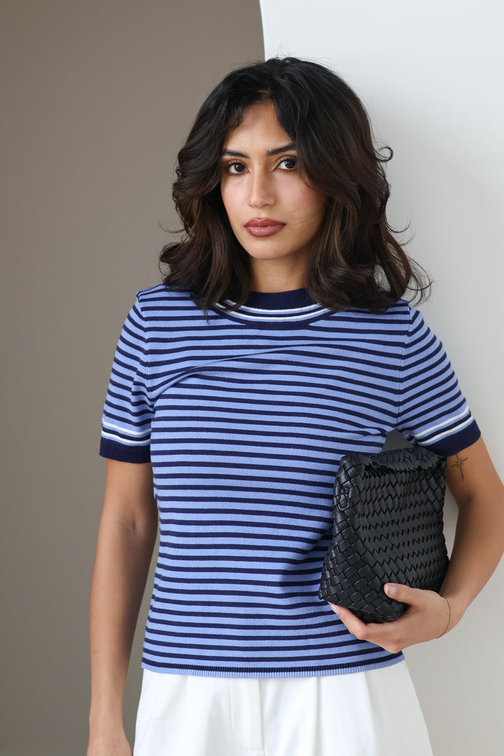 Short Sleeve Tee - Cerulean Blue Stripe