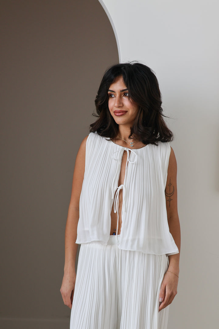 Seashell Pleated Tie Top