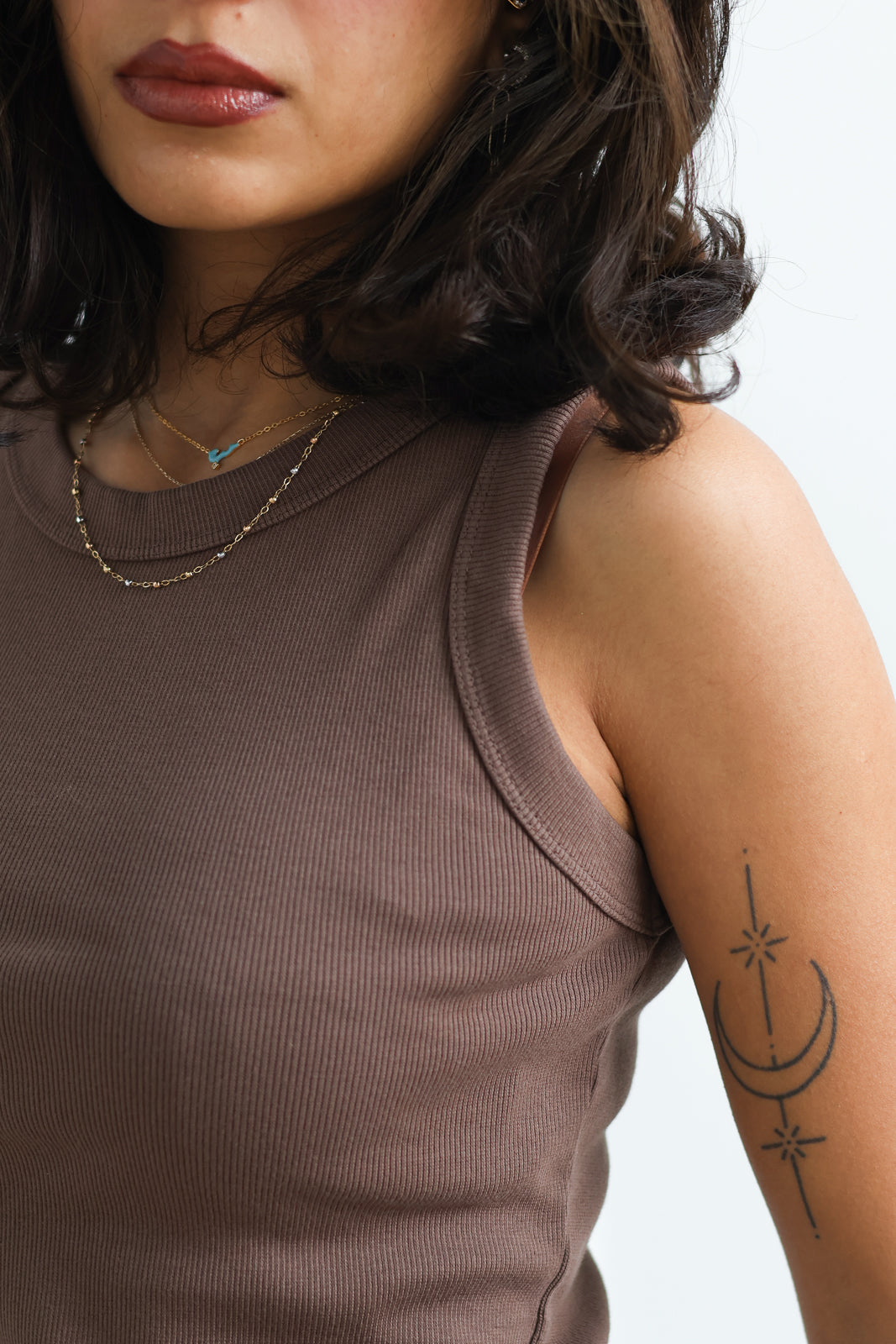 Basic Ribbed Tank - Chocolate