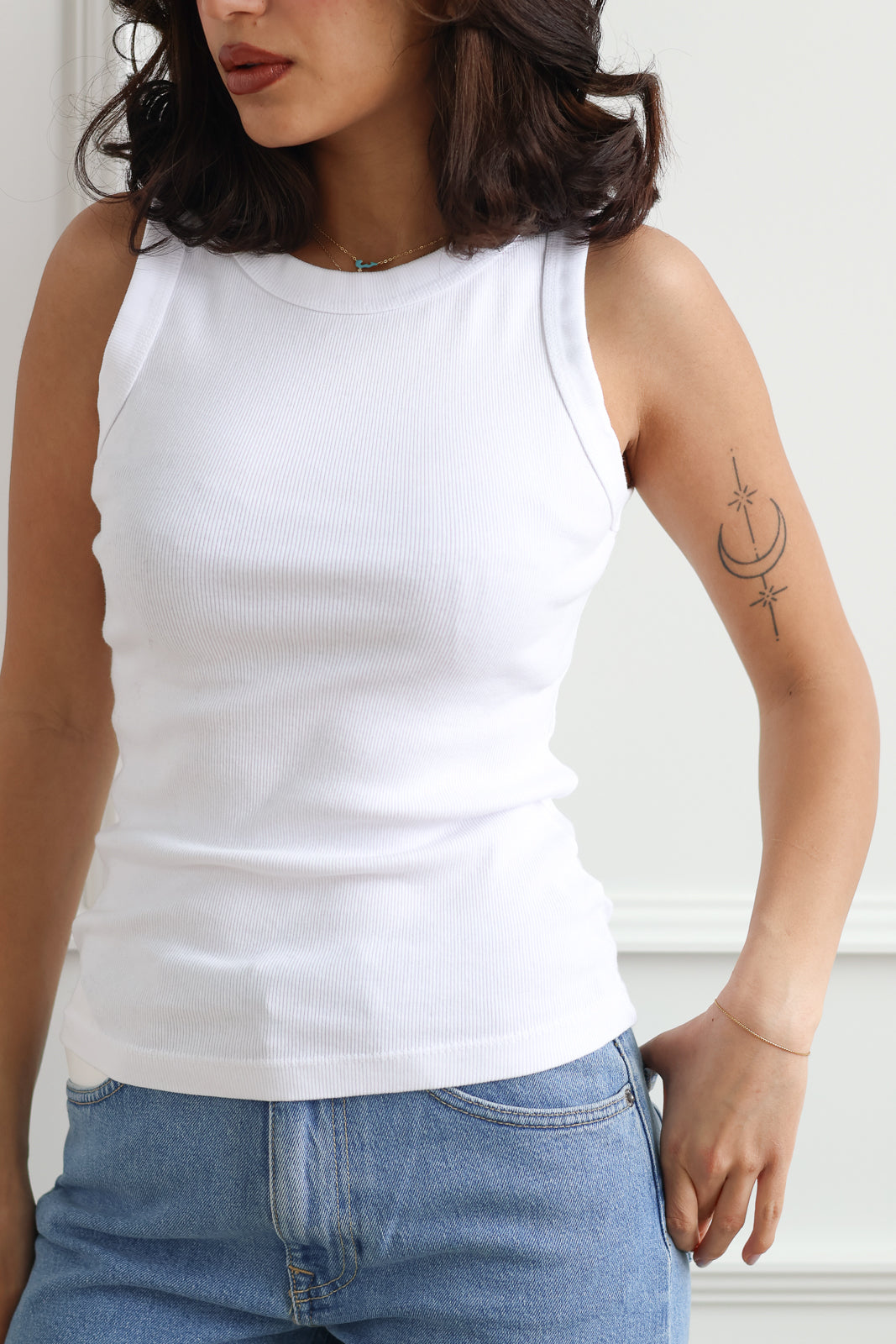 Basic Ribbed Tank - White