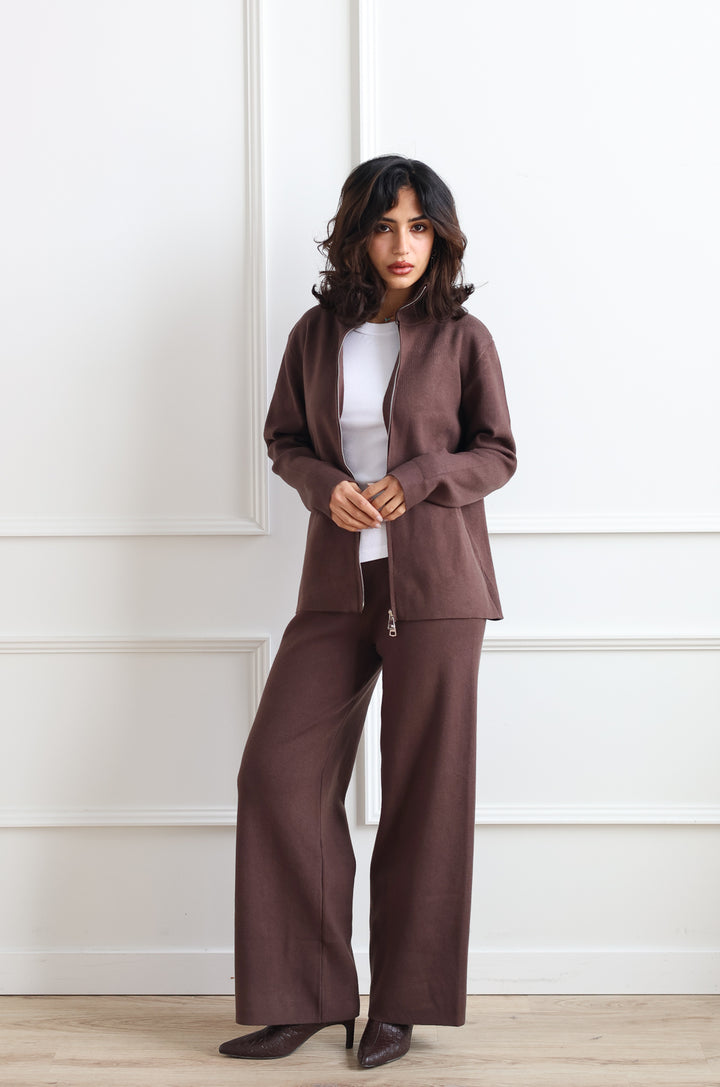 Wide Leg Knit Pant - Café Latte