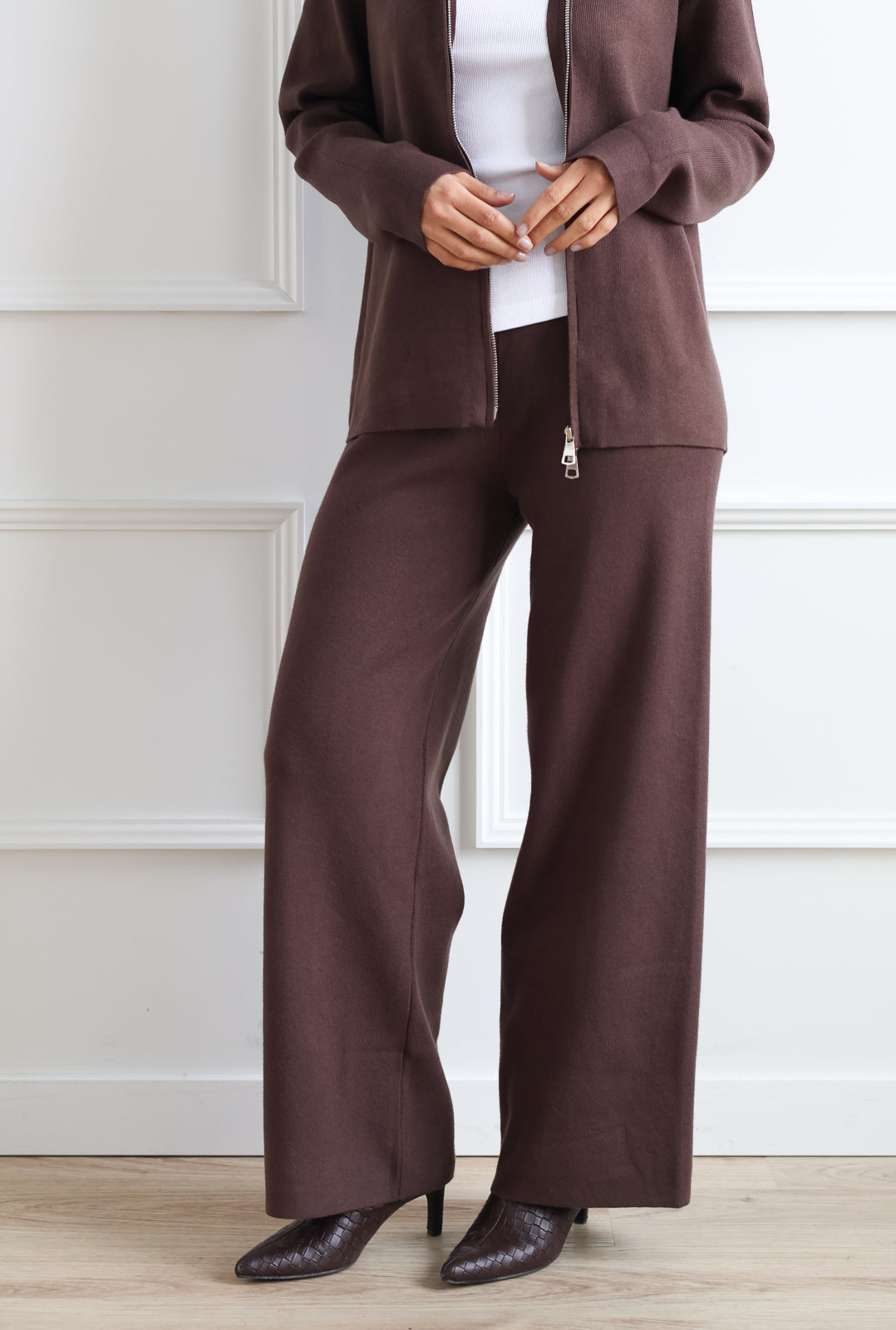 Wide Leg Knit Pant - Café Latte