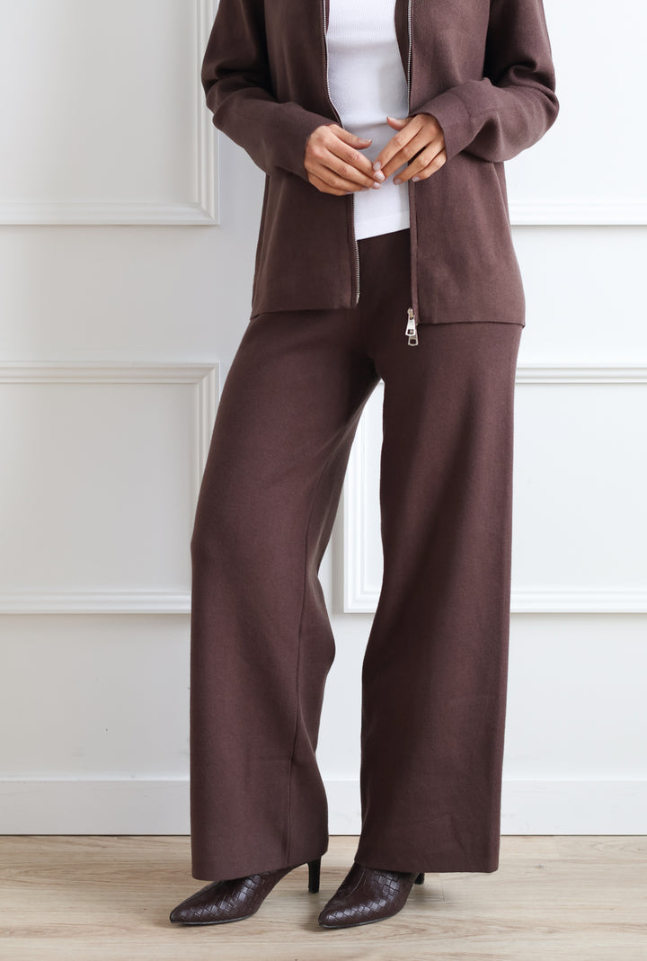 Wide Leg Knit Pant - Café Latte