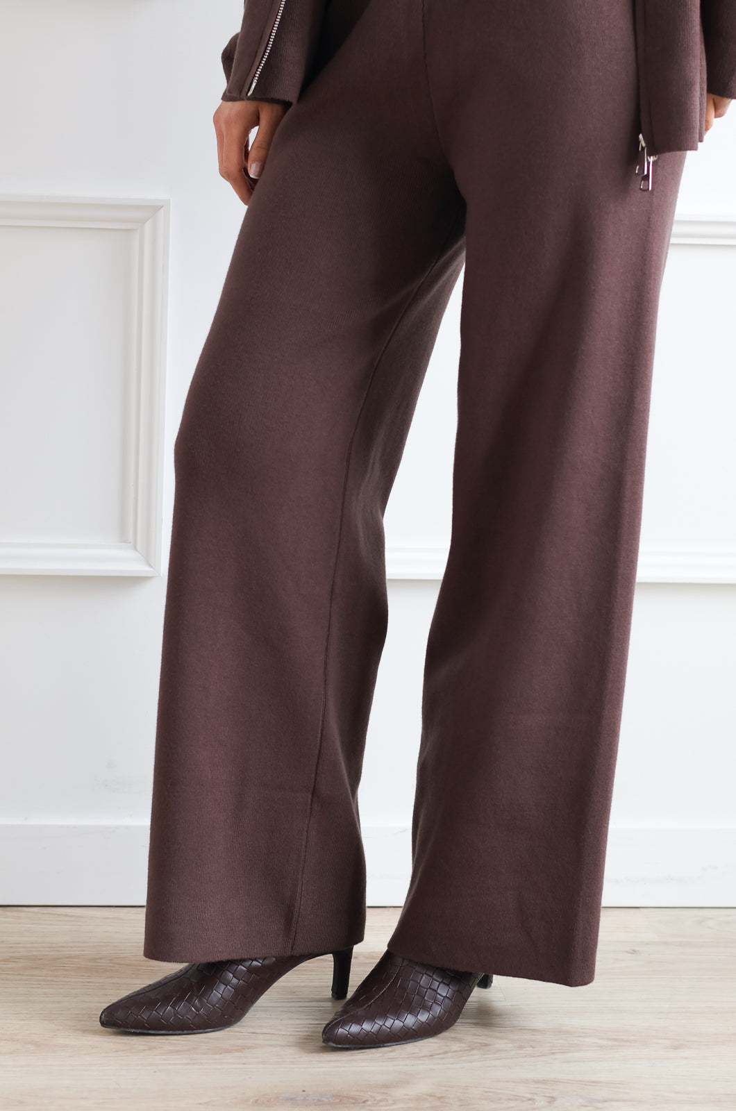 Wide Leg Knit Pant - Café Latte