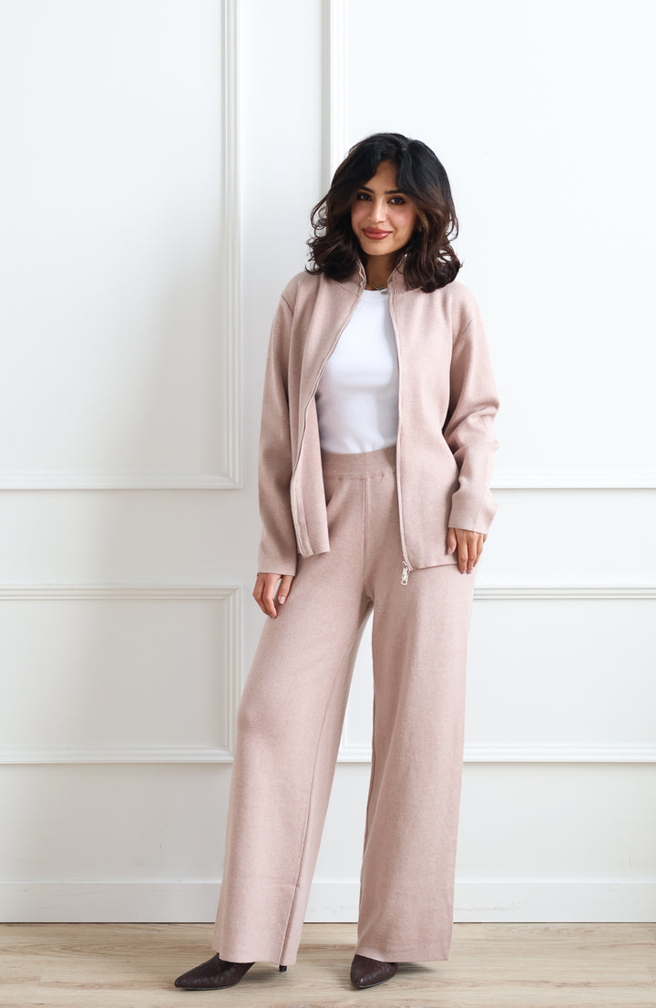 Wide Leg Knit Pant - Taupe