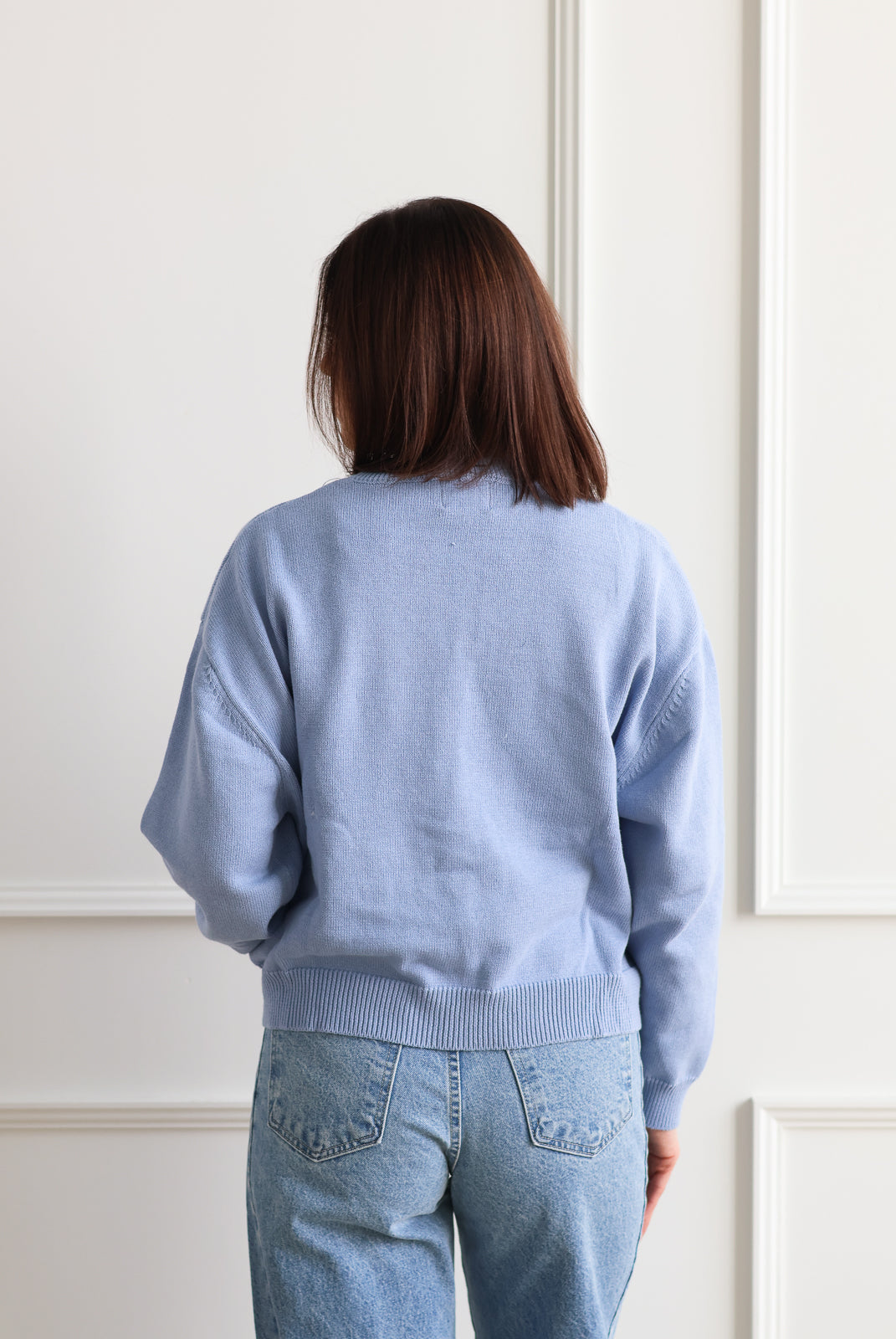 Dusty Blue V-Neck Knit