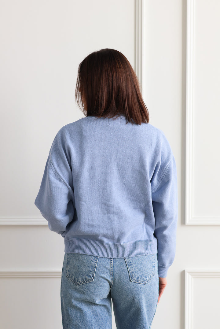 Dusty Blue V-Neck Knit