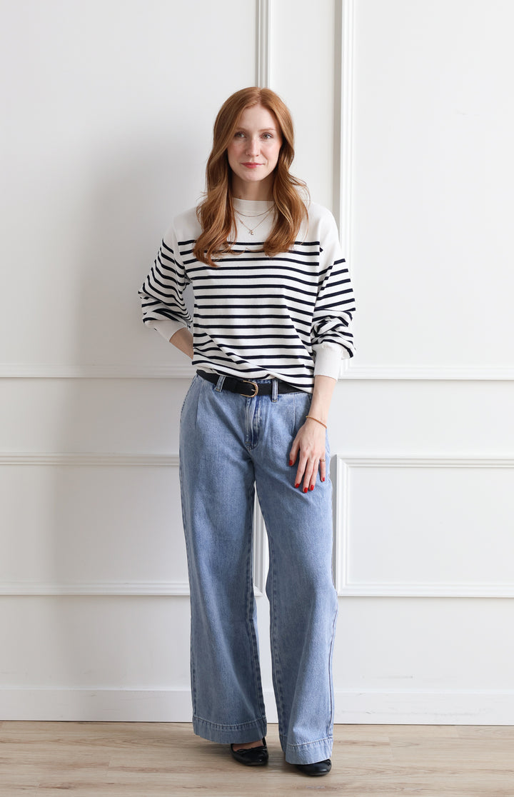 ICHI | Nautical Stripe Boat Neck