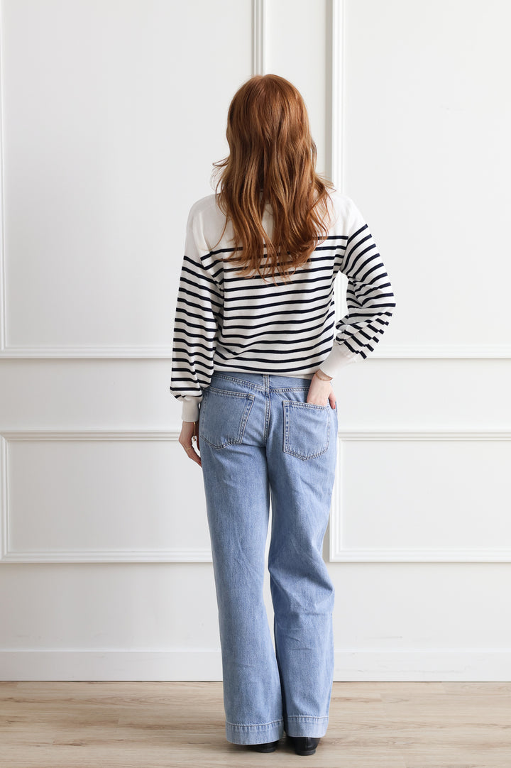 ICHI | Nautical Stripe Boat Neck