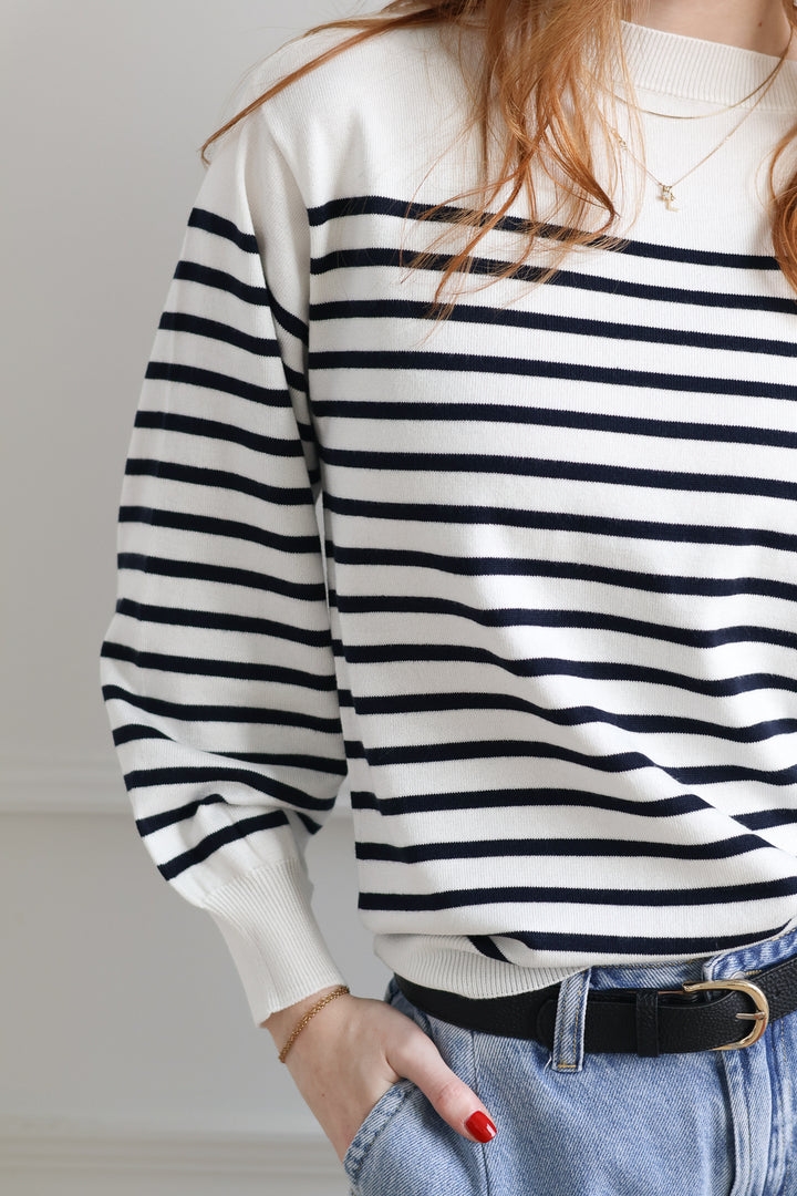 ICHI | Nautical Stripe Boat Neck