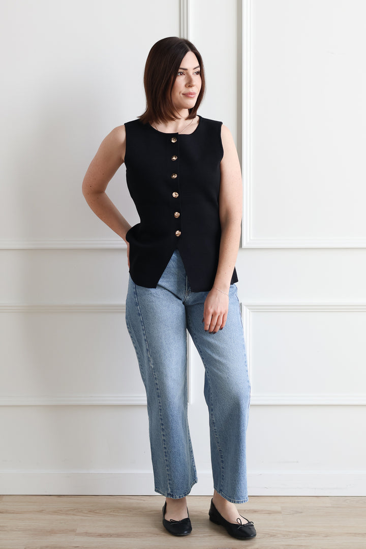 Pebble Knit Vest - Black