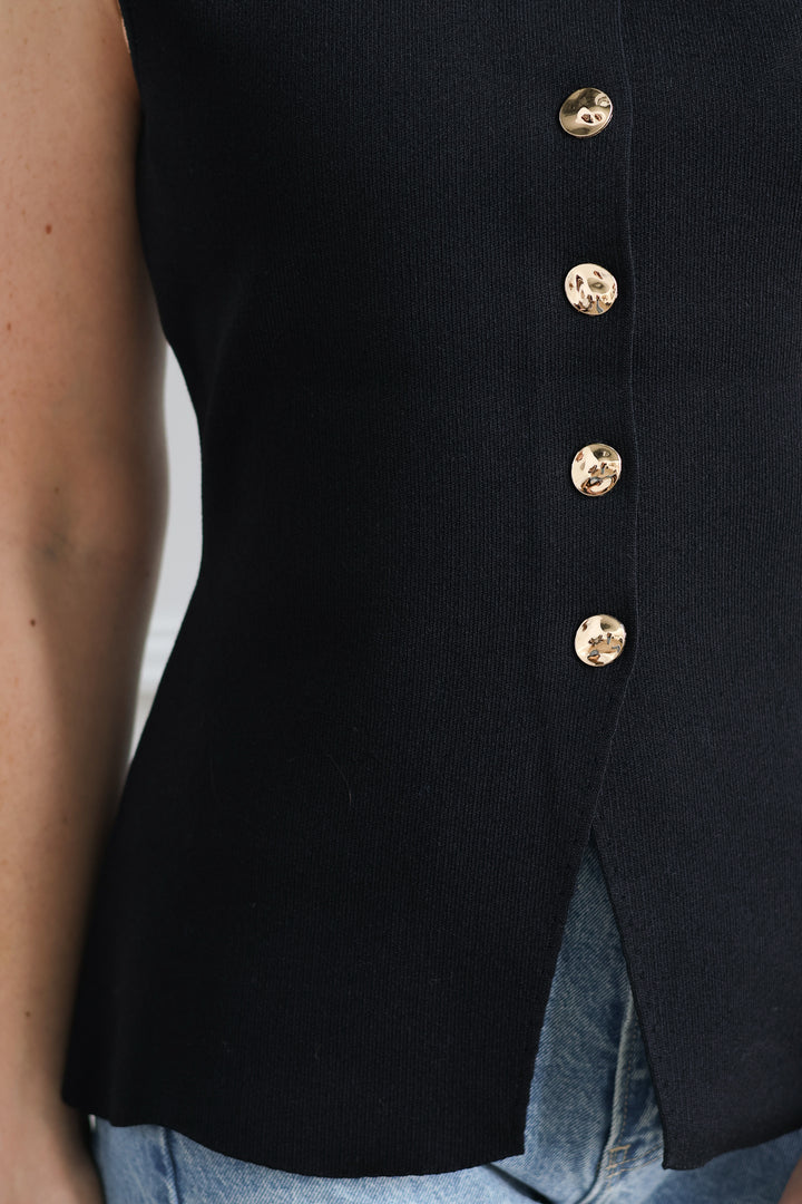 Pebble Knit Vest - Black