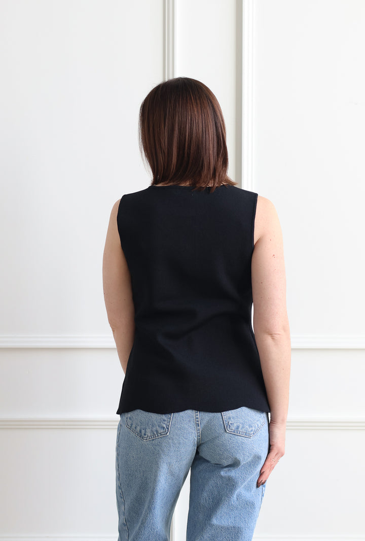 Pebble Knit Vest - Black