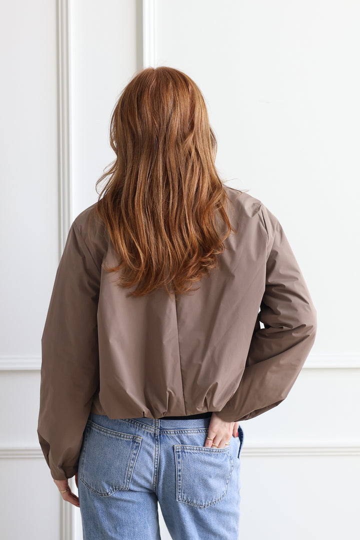 Cropped Bomber Jacket - Stone