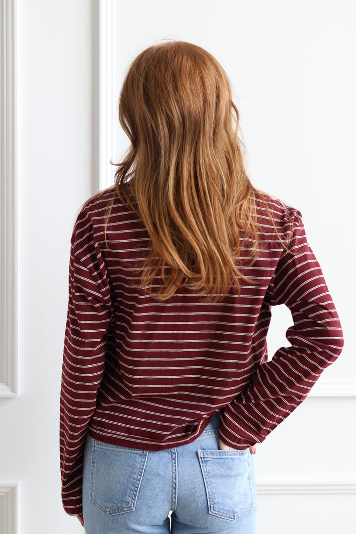 Maroon Stripe Rugby Top