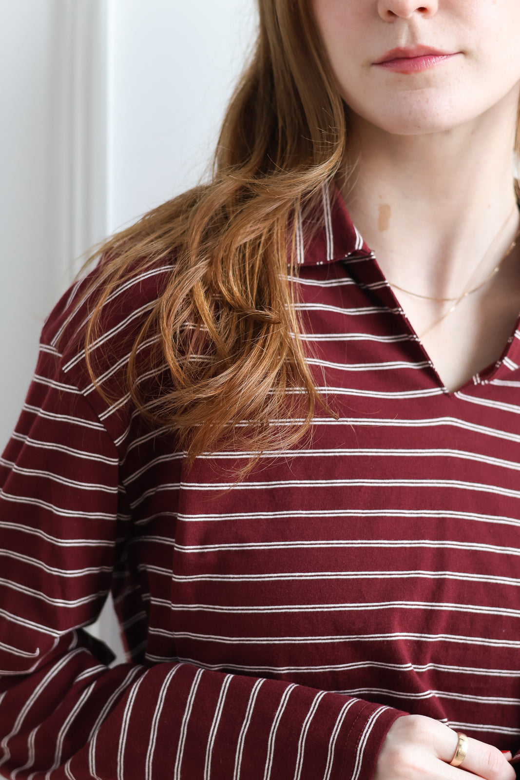 Maroon Stripe Rugby Top