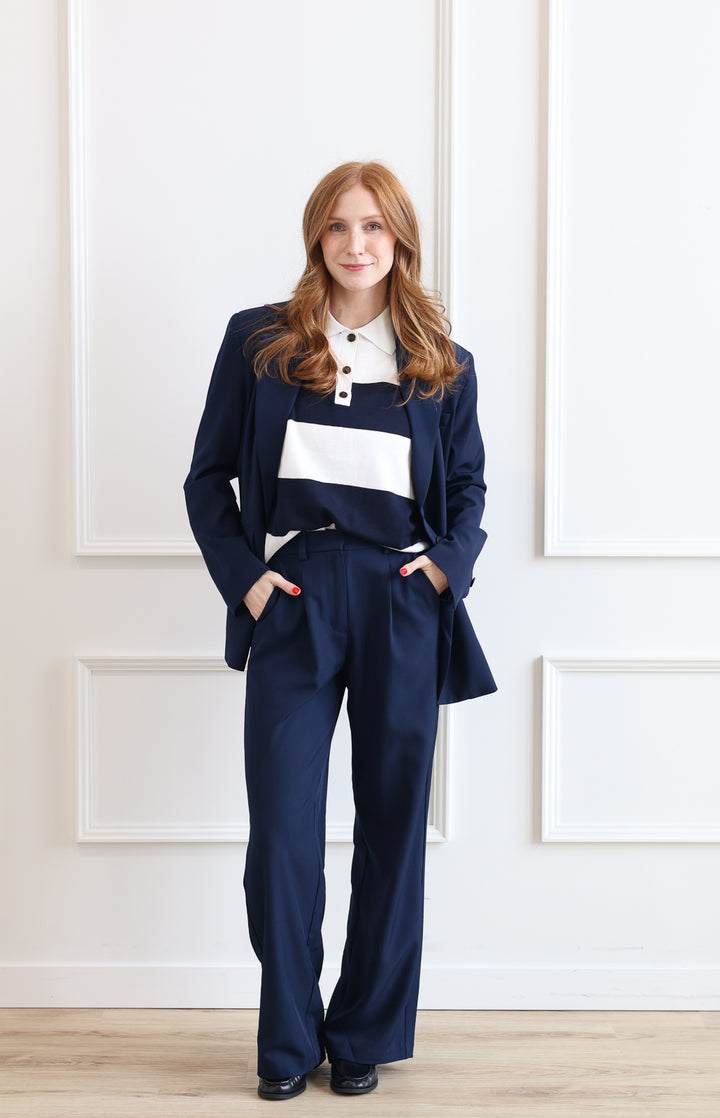 ICHI | Fava Oversized Blazer - Dark Navy