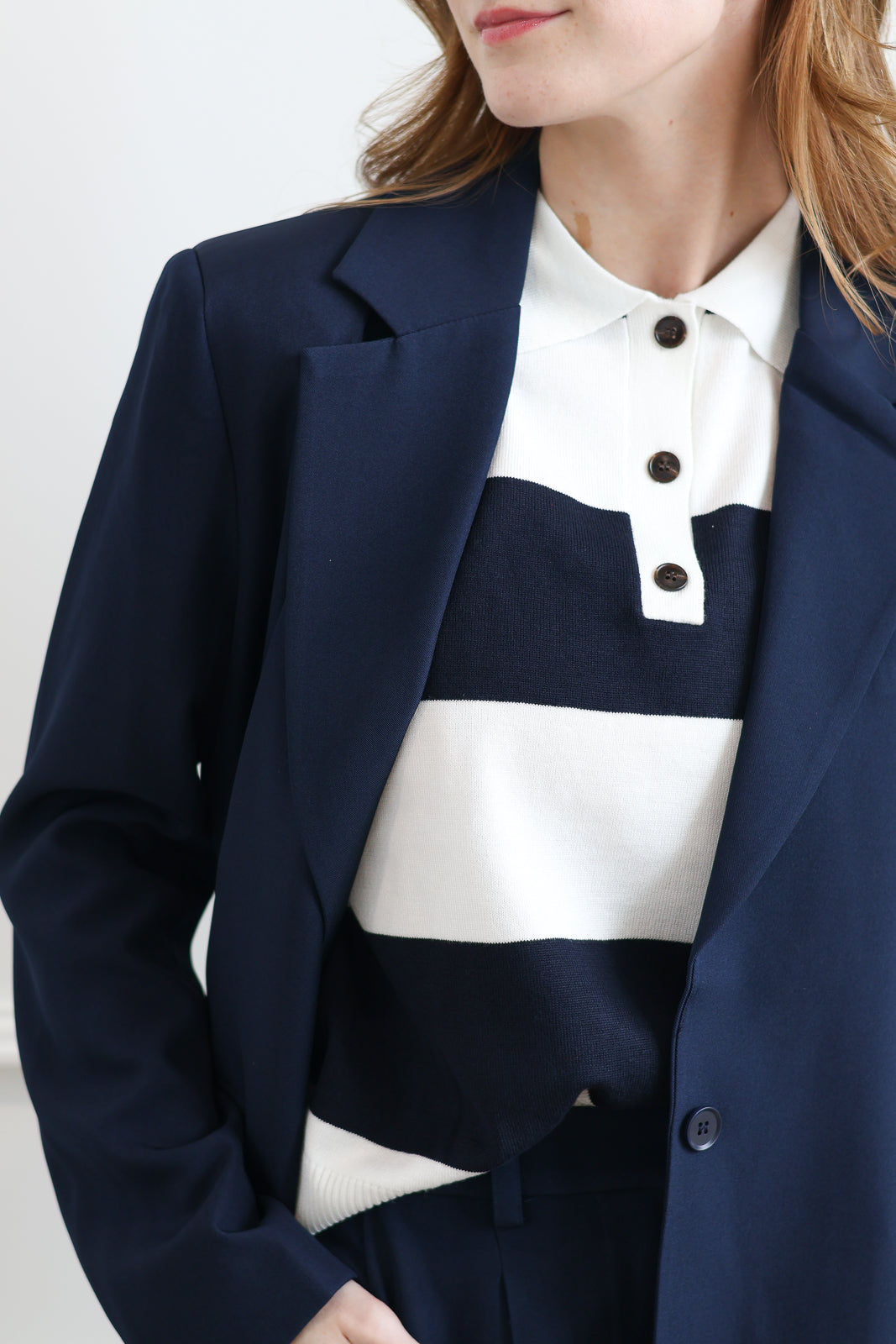 ICHI | Luls Short Sleeve Polo - Navy