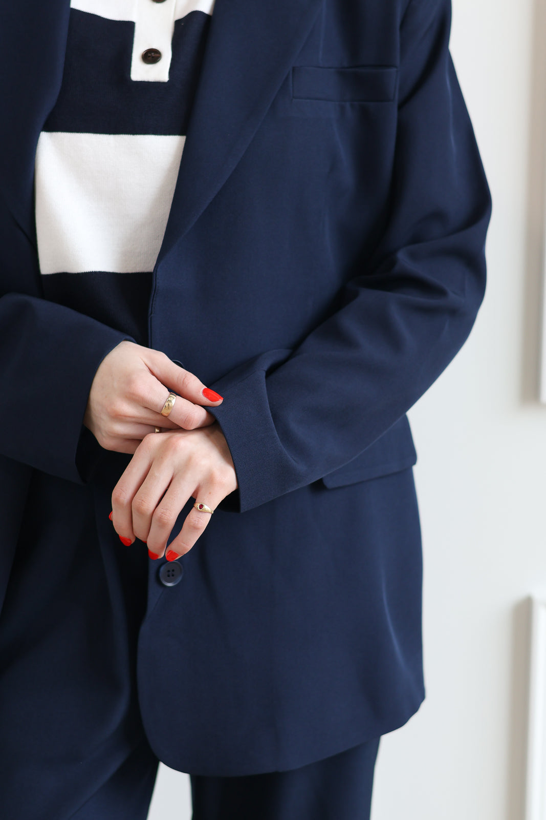 ICHI | Fava Oversized Blazer - Dark Navy