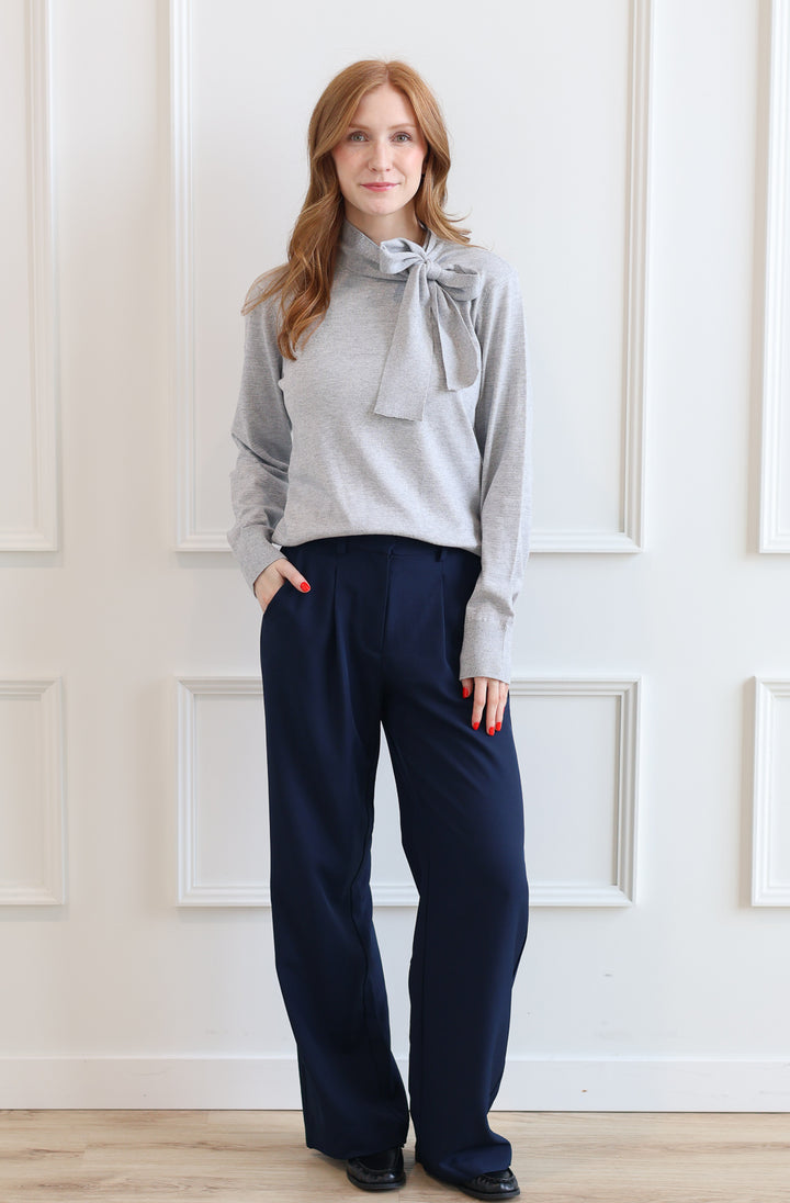 ICHI | Fava Wide Leg Trouser - Dark Navy