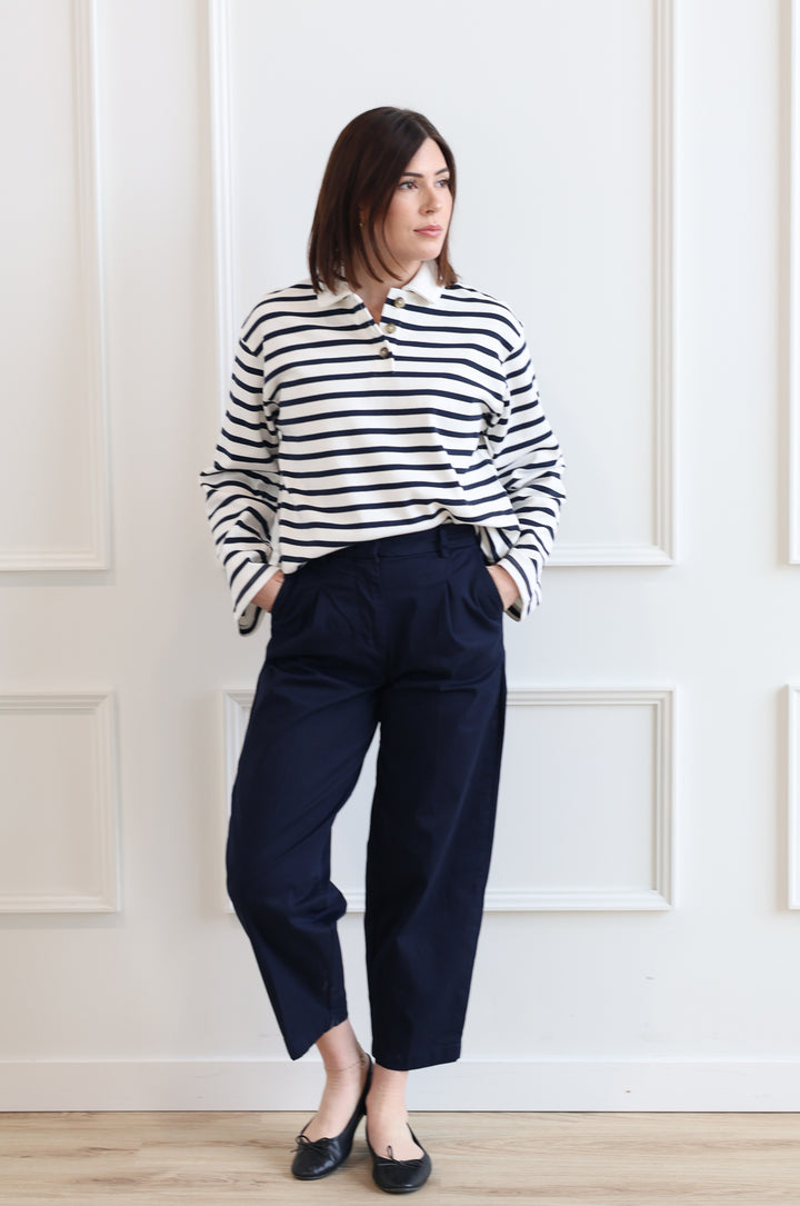 Dark Sapphire Barrel Trousers