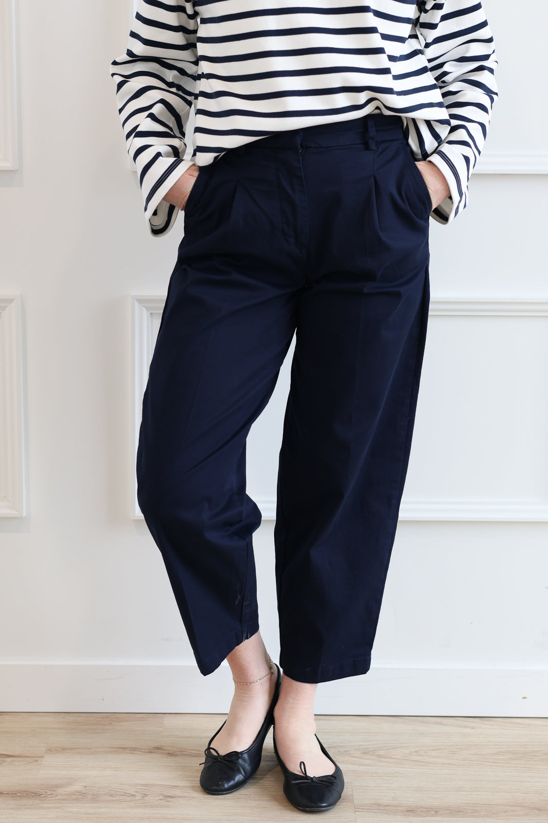 Dark Sapphire Barrel Trousers