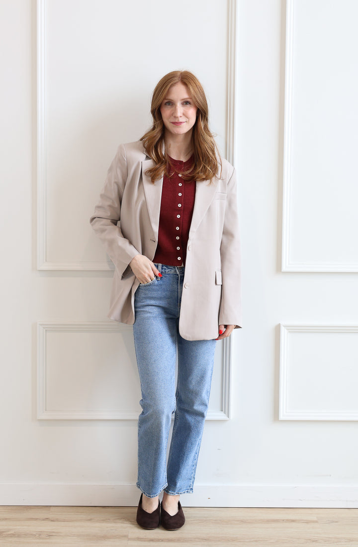 ICHI | Fava Oversized Blazer - Dove