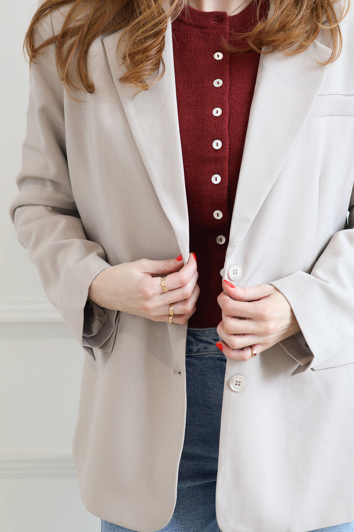 ICHI | Fava Oversized Blazer - Dove