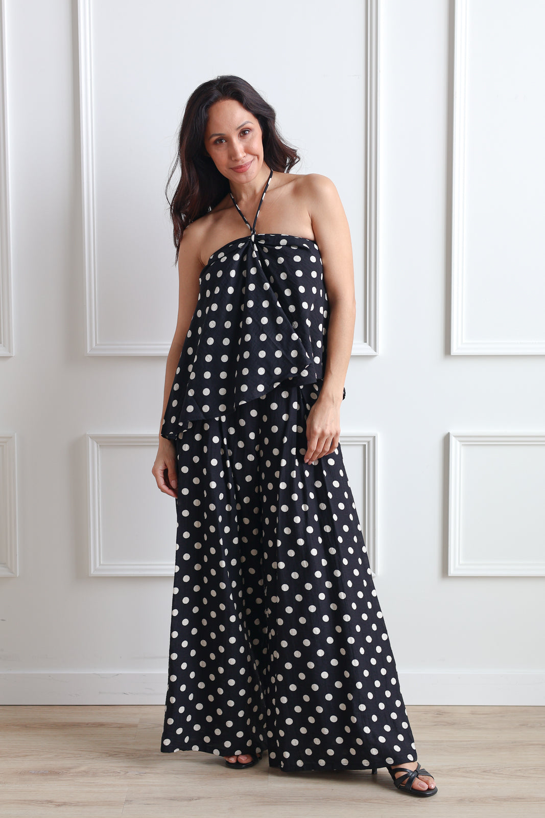 Mia Polka Dot Linen Halter