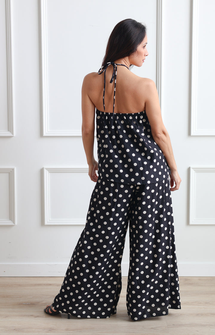 Mia Polka Dot Linen Halter