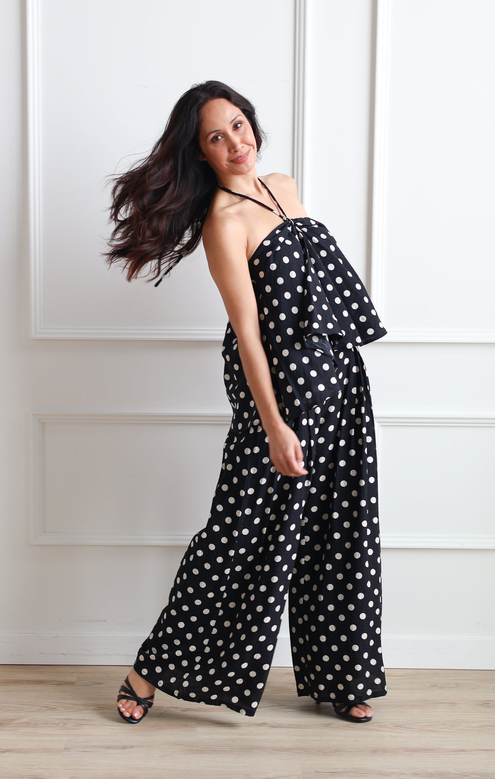 Mia Polka Dot Linen Pant